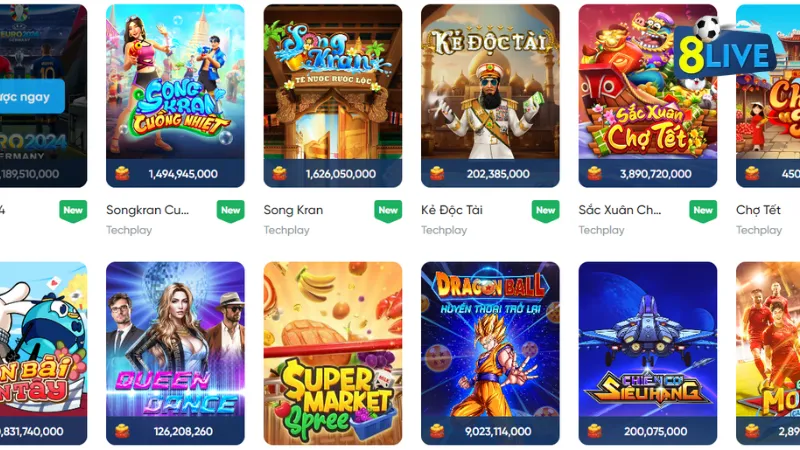 Các tựa game Slots tại nhà cái 8live hay nhất