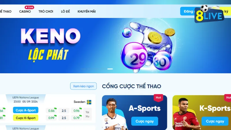 8live nổi tiếng với sự đa dạng trong danh mục trò chơi